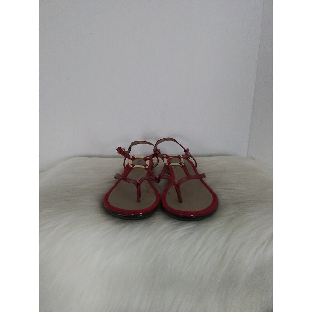 Me Too Women's Size 8 Strappy Toe Post Flat Sandals Red Comfort